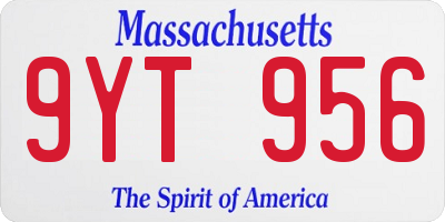 MA license plate 9YT956