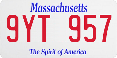 MA license plate 9YT957