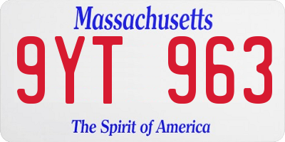 MA license plate 9YT963
