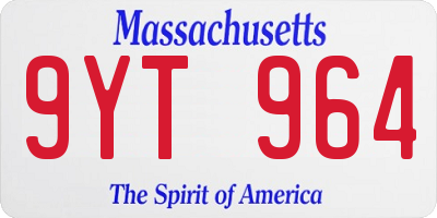 MA license plate 9YT964