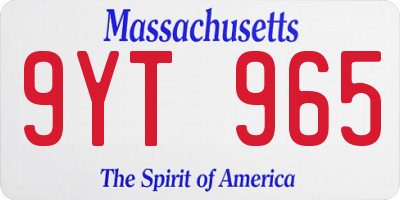 MA license plate 9YT965