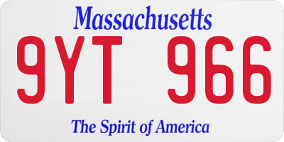 MA license plate 9YT966
