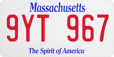 MA license plate 9YT967