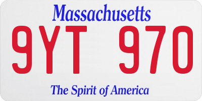 MA license plate 9YT970