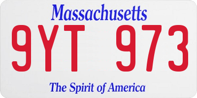 MA license plate 9YT973