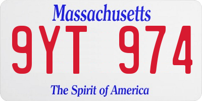 MA license plate 9YT974