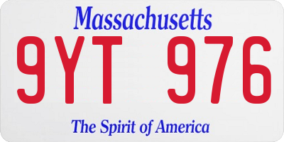 MA license plate 9YT976