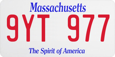 MA license plate 9YT977
