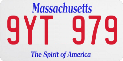 MA license plate 9YT979