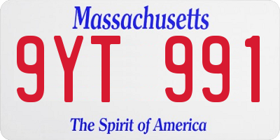 MA license plate 9YT991