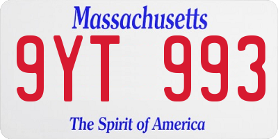 MA license plate 9YT993