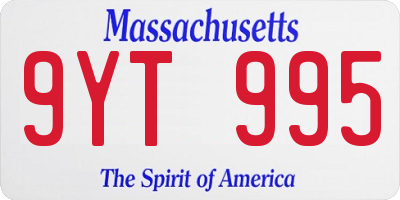 MA license plate 9YT995