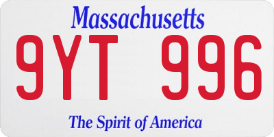 MA license plate 9YT996