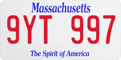 MA license plate 9YT997