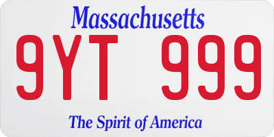 MA license plate 9YT999