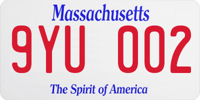 MA license plate 9YU002