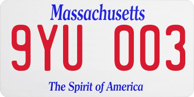 MA license plate 9YU003