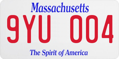 MA license plate 9YU004