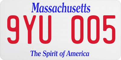 MA license plate 9YU005