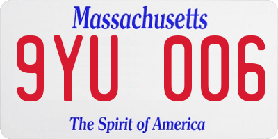MA license plate 9YU006
