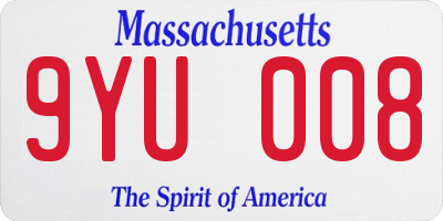 MA license plate 9YU008