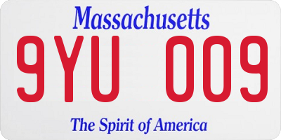 MA license plate 9YU009