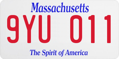 MA license plate 9YU011