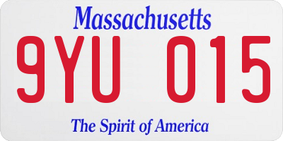 MA license plate 9YU015