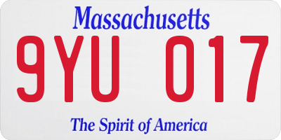 MA license plate 9YU017
