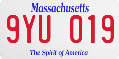 MA license plate 9YU019