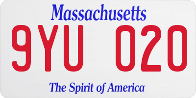 MA license plate 9YU020