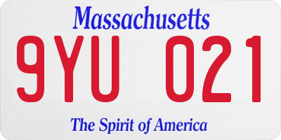 MA license plate 9YU021