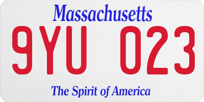 MA license plate 9YU023