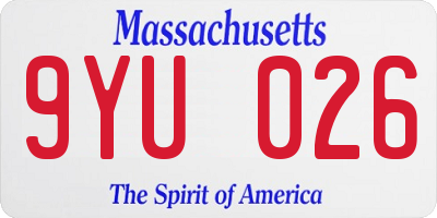 MA license plate 9YU026