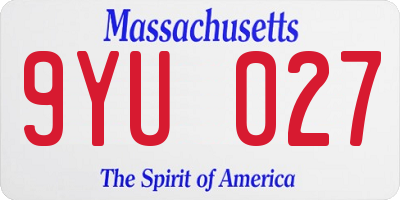 MA license plate 9YU027