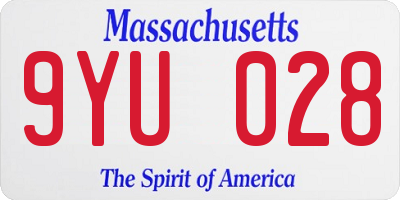 MA license plate 9YU028