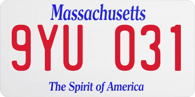 MA license plate 9YU031