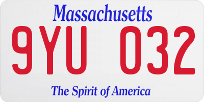 MA license plate 9YU032