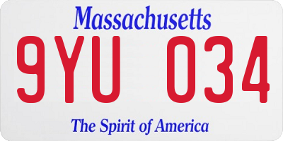 MA license plate 9YU034