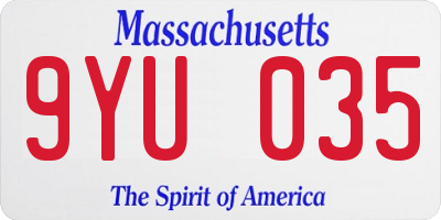 MA license plate 9YU035