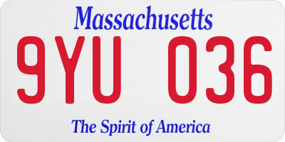 MA license plate 9YU036