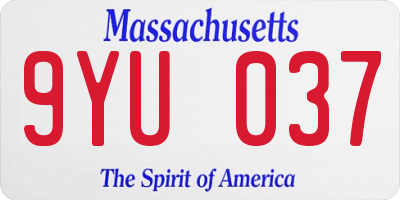 MA license plate 9YU037