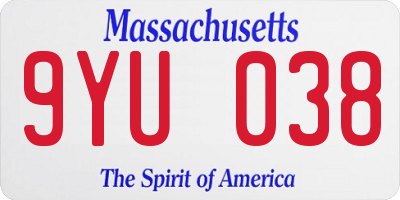 MA license plate 9YU038