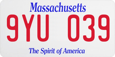 MA license plate 9YU039