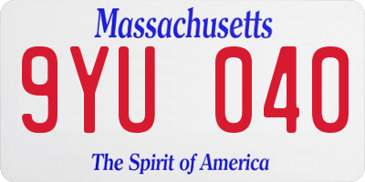 MA license plate 9YU040