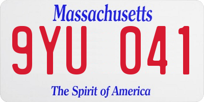 MA license plate 9YU041