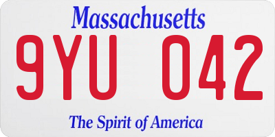 MA license plate 9YU042