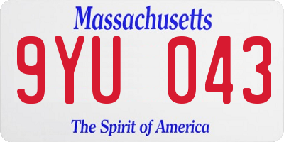 MA license plate 9YU043