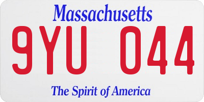 MA license plate 9YU044