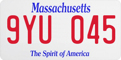 MA license plate 9YU045